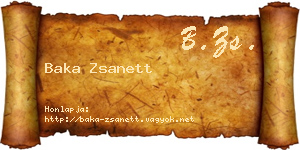 Baka Zsanett névjegykártya